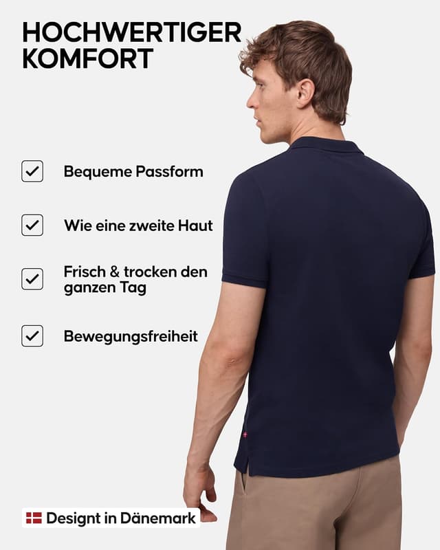 Detalle de DANISH ENDURANCE Premium Poloshirt Herren 2er