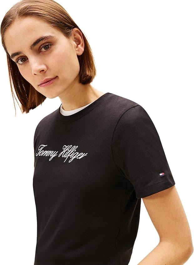 Detalle de Tommy Hilfiger Camiseta Script negro S, algodón 100%