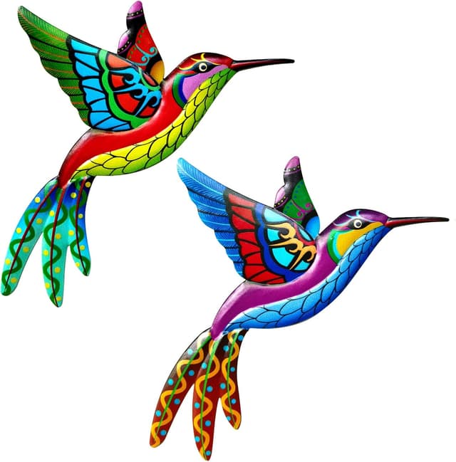 Detalle de 2er-Set Kolibri 3D Metall-Wanddeko zum Aufhängen (Vögel), Outdoor Garten Metallskulptur