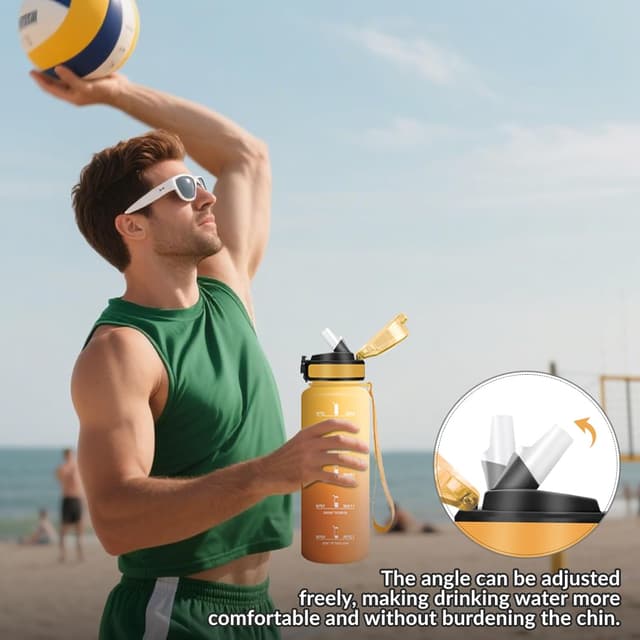 Detalle de Motswedi borraccia 1500 ml motivazionale con cannuccia, senza BPA