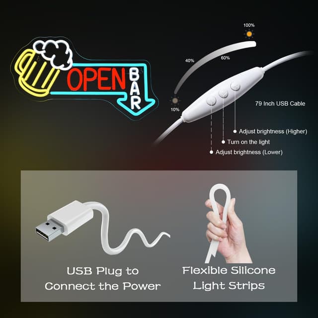 Thumbnail 4 de Looklight Cold Beer Neon Schild 🪧