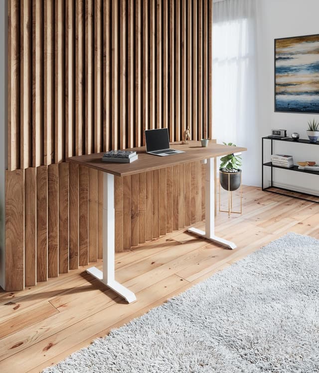 Detalle de Desktronic Tischplatte 140 x 70 cm (Nussbaum) – 25 mm robust für höhenverstellbare Schreibtische & mehr