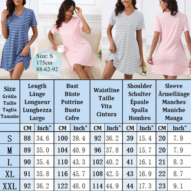 Thumbnail 6 de Enjyam Women Cotton V‑Neck Striped Nightdress for Summer 💤