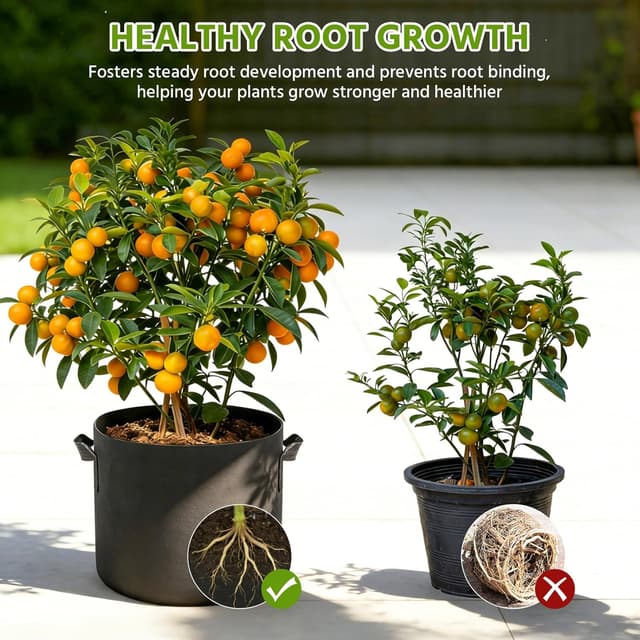 Detalle 2 de Newthinking Plant Grow Bags 10 Gallons (6 Pack) – Breathable non-woven fabric with durable handles