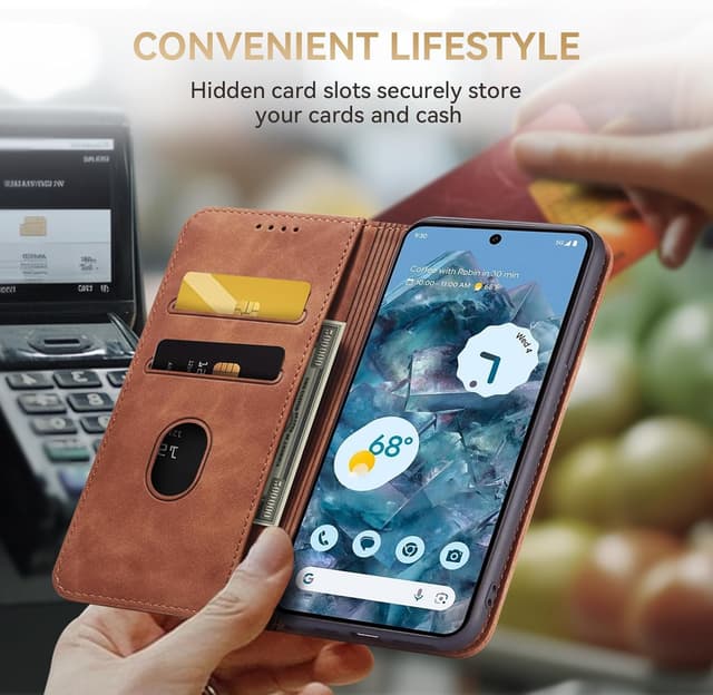 Thumbnail 1 de KIOTROUO Leather Wallet Case for Pixel 8 Pro