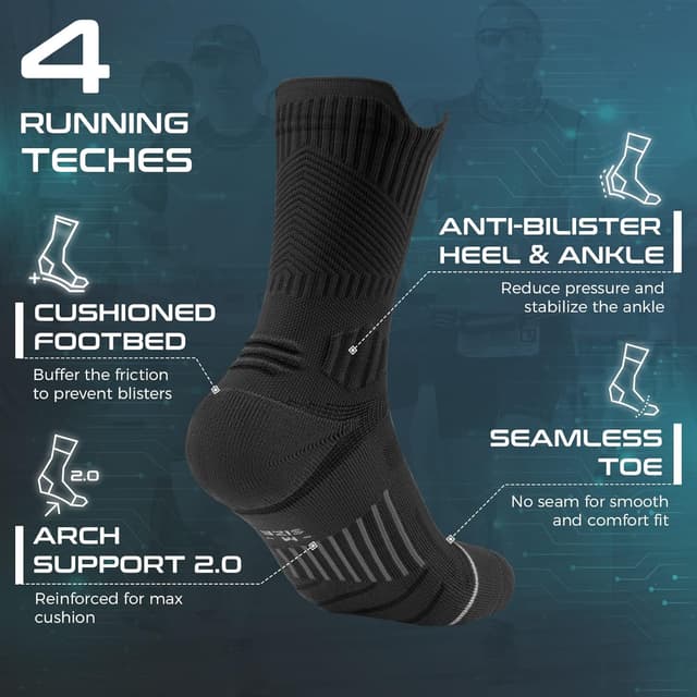 Thumbnail 4 de Compression Running Socks 15-20 mmHg Cushioned Crew