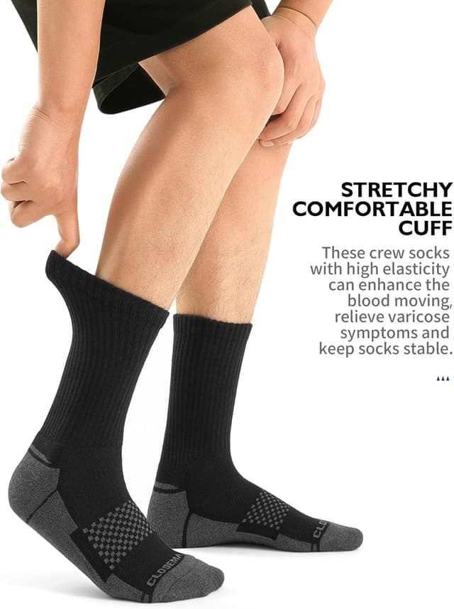 Detalle de CLOSEMATE 6-Pack Men’s Cushioned Crew Sport Socks (Winter Training, Hiking & Walking)