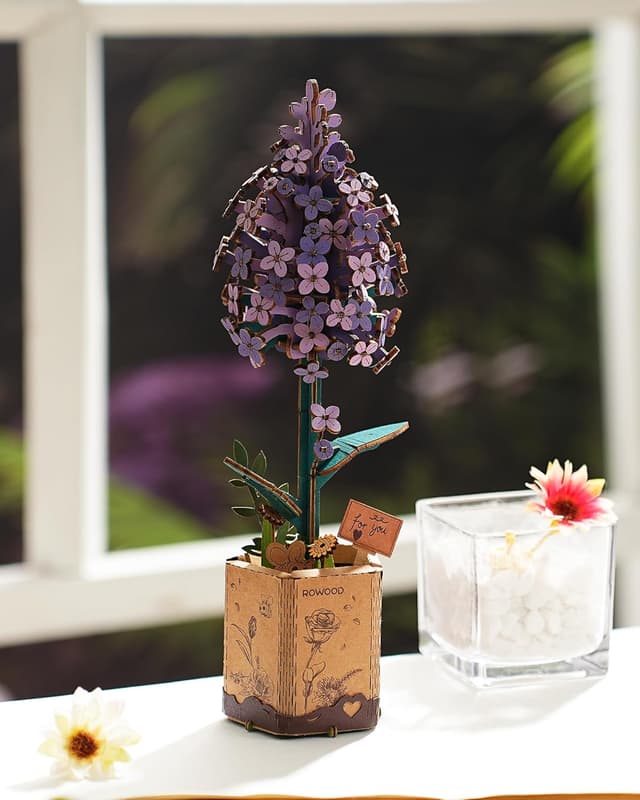 Detalle 2 de ROWOOD 3D Holz-Puzzle Lila – DIY-Blume als Bausatz für Erwachsene