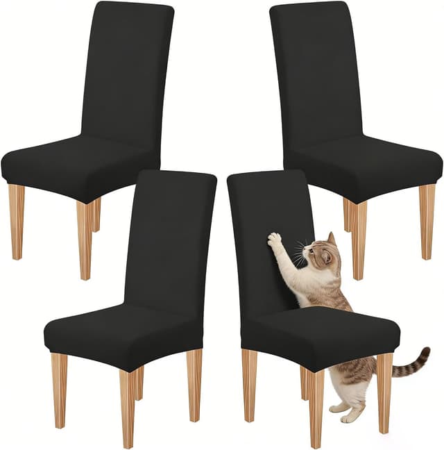 Detalle de Dioxide housse de chaise extensible pour salle à manger – lot de 4 pièces (noir)