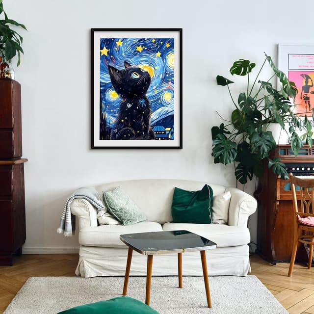 Detalle 2 de Diamond Painting Set Sternenhimmel Katze 12x16 Zoll
