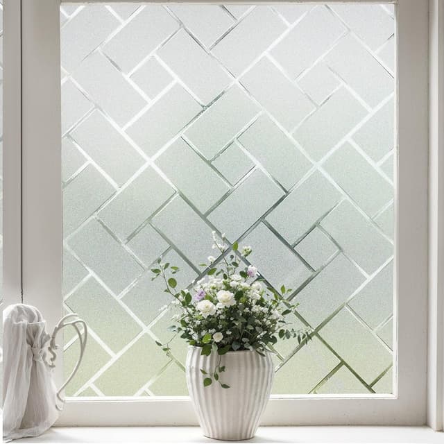 Detalle de Coavas Window Privacy Film (Modern Brick Pattern) for Frosted Windows, Anti-UV, Removable Static Cling, 60x400cm