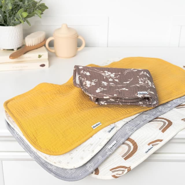 Detalle de Gerber 5Pk Burpcloths in Neutral Multi Teal Dots (One Size)