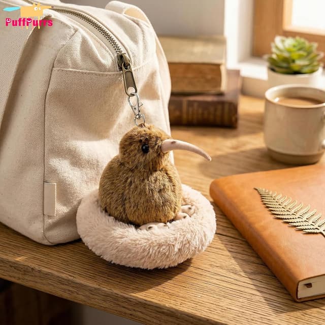Detalle 2 de PuffPurrs Kiwi Bird Plush Keychain