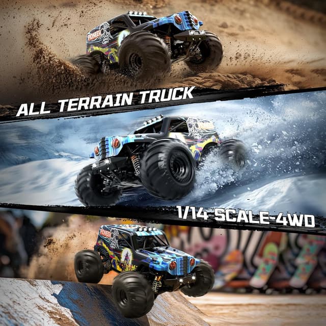 Detalle de Womaqu ferngesteuertes 1:14 RC-Truck 4WD (Brushless, 52 km/h) – mit 2× 2S LiPo, Aufrüstung auf 3S