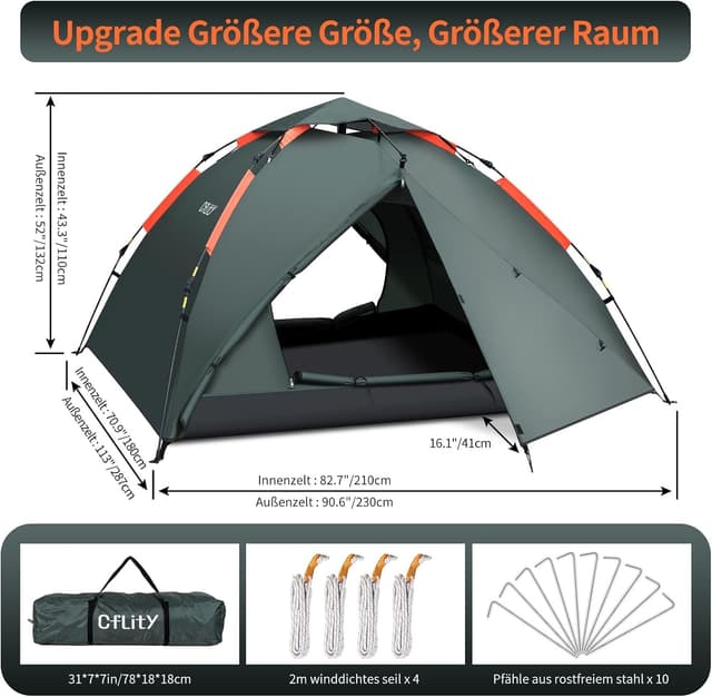 Thumbnail 6 de 3-Personen Campingzelt Instant Pop Up 4,24 kg