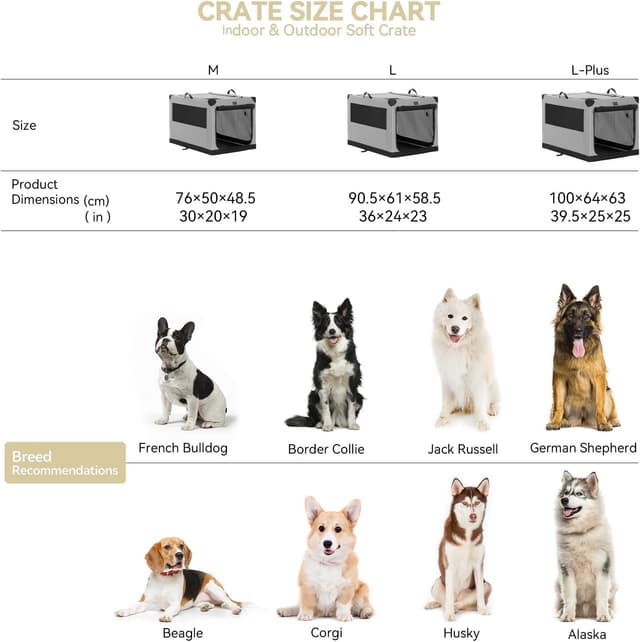 Detalle de Petsfit Collapsible Dog Kennel with Thicken Mat, Adjustable Fabric Sleeve & Breathable Mesh Doors (100 cm)