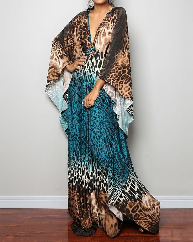 Detalle 2 de Bsubseach Women’s Ethnic Print Kaftan Beach Dress (Plus Size) Swimsuit Cover-Up