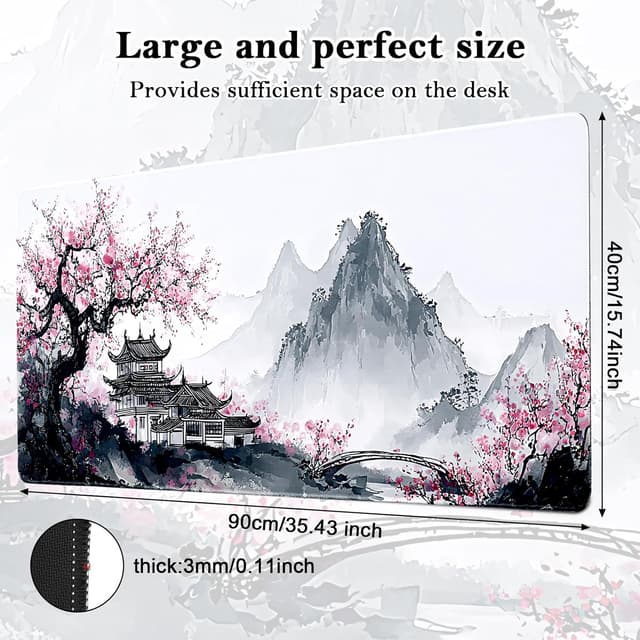 Detalle de Yimomoyi Mauspad XXL 900x400 mm (E90) mit vernähten Kanten – für Gaming, Arbeit & Studium