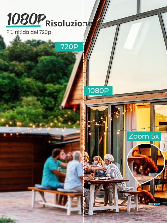 Detalle 2 de Reobiux 1080P Telecamera Wi‑Fi Esterno 2MP