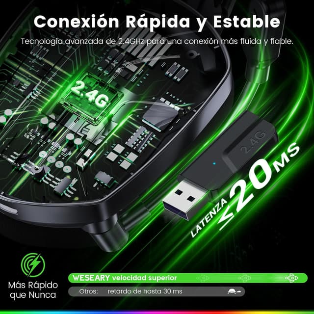 Detalle 2 de WESEARY WG1 auriculares gaming 50 mm