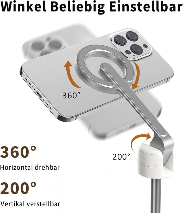 Detalle de TONEOF 173 cm magnetischer Selfie-Stick mit Stativ, ausziehbarer Aluminium-Handyhalter (MagSafe-kompatibel) inkl. Fernbedienung