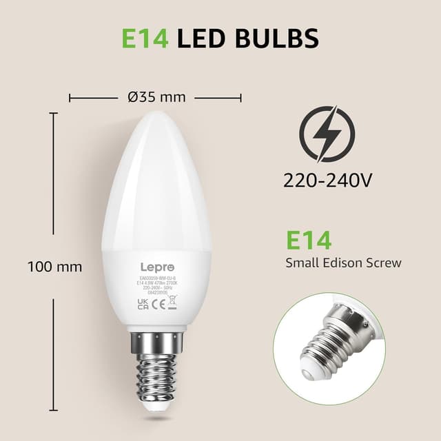 Thumbnail 3 de Lepro E14 LED Warmweiß 470 lm 6er-Pack