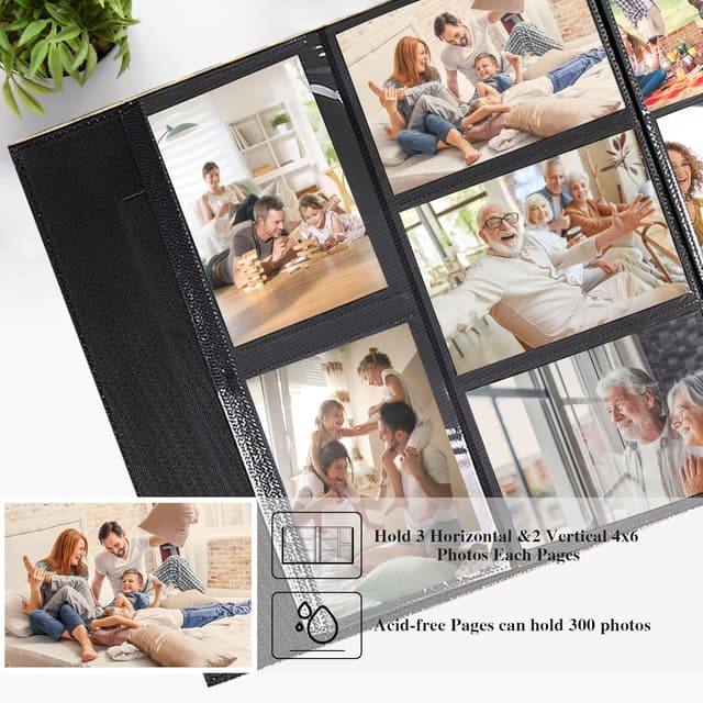 Detalle de Vienrose Traditionelles Fotoalbum mit Leineneinband, 10 x 15 cm – Platz für 600 Fotos