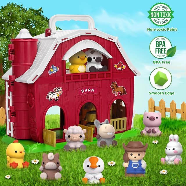 Detalle de KMUYSL Big Red Barn Farm Playset for 1+