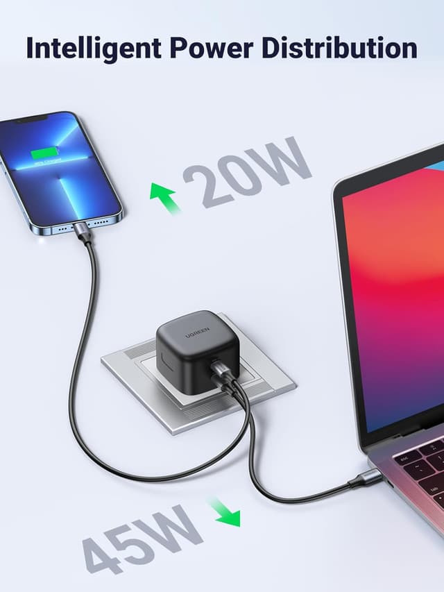 Detalle de UGREEN USB C Charger 65W Fast GaN Plug