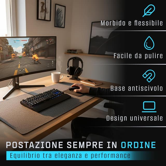 Thumbnail 3 de Tappetino Mouse XXL 40×80 cm Feltro Antiscivolo