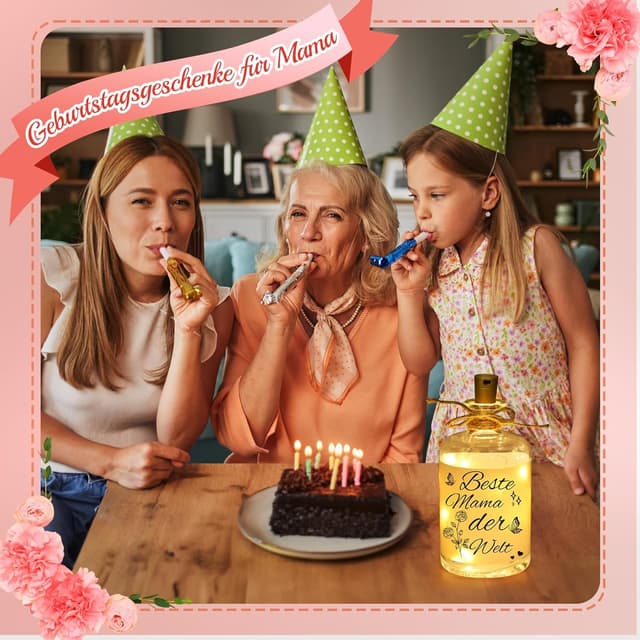 Detalle 2 de Linkax Muttertagsgeschenk LED-Flaschenlicht „Beste Mama der Welt“