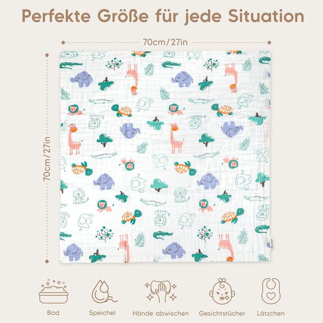 Thumbnail 6 de Moltontücher 70x70 cm Baby, 6er Set