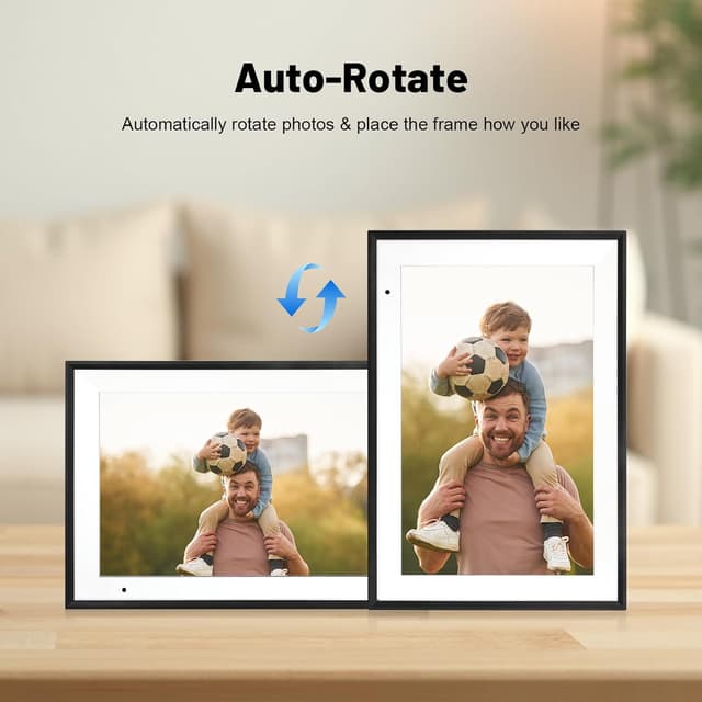 Detalle de AEEZO Digital Photo Frame WLAN 10.1" (1280x800 IPS) with WiFi, Auto-Rotation and 32GB Storage