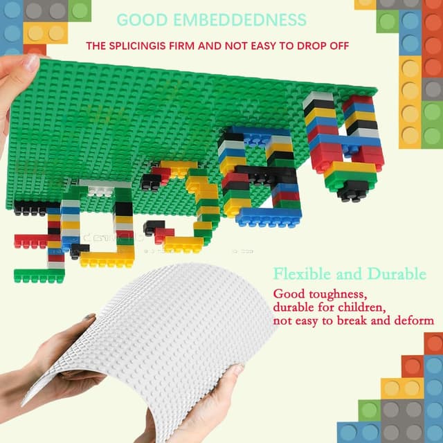 Detalle de Guihumz 8 Platten-Set Bauplatte (Grundplatte) 25,5 × 25,5 cm, weiß – kompatibel mit vielen Marken