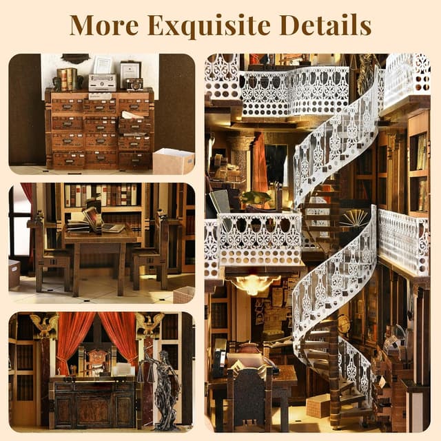 Detalle de MiniCity Kit Book Nook en bois : serre-livres puzzle 3D avec lumière LED