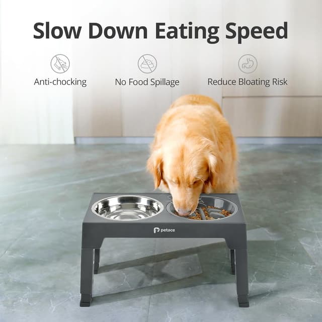 Detalle de Petace Comedero Perro Elevado 2x1200ml 1x800ml 🐾