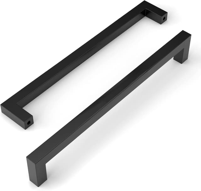 Detalle de Amerdeco 10er-Set Möbelgriffe Schwarz aus Edelstahl (256 mm Bohrlochabstand) für Schrank, Schublade & Tür