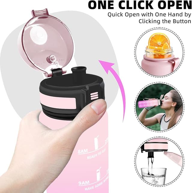 Thumbnail 3 de Botella de Agua 1L con Marca de Tiempo 🚰 Para Gimnasio y Camping