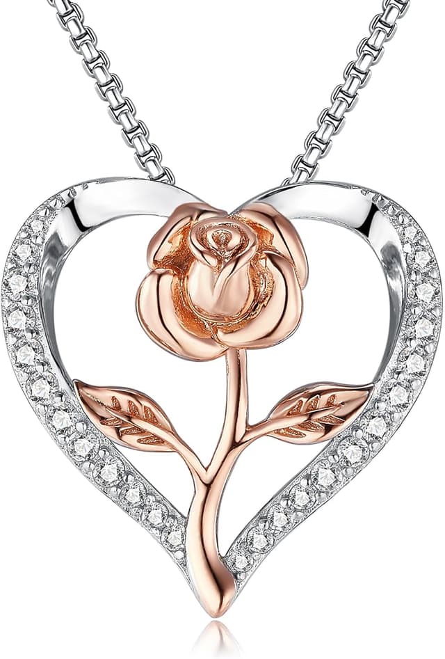 Thumbnail 6 de Lyniuoy Rose Heart Necklace for Women – 18K Rose Gold Plated Pendant with Cubic Zirconia
