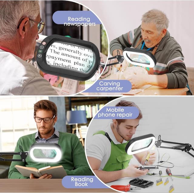 Thumbnail 5 de 10X Magnifying Glass with Light and Clamp