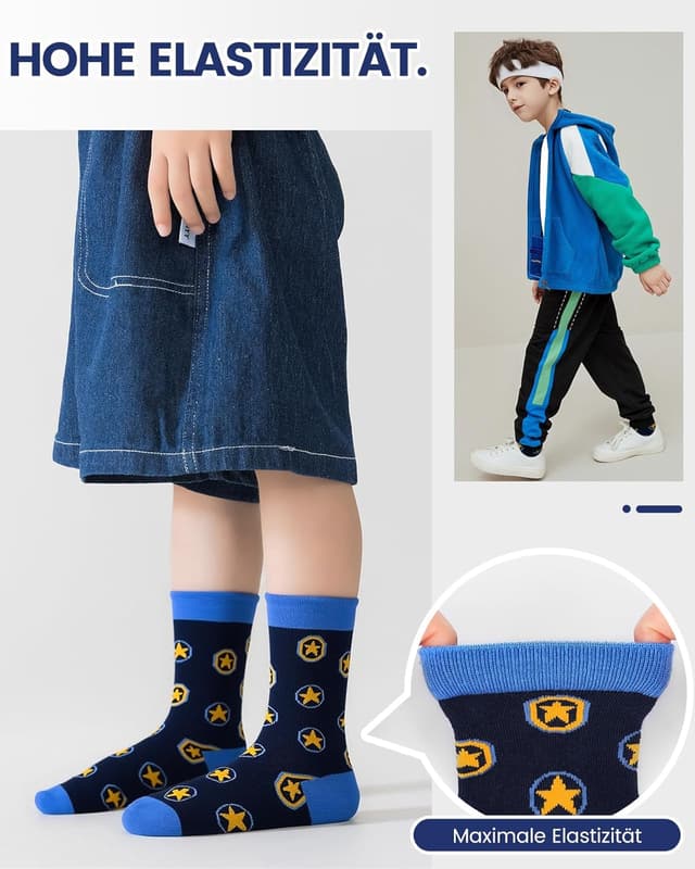 Thumbnail 6 de Kyopp 10 Paar Kinder-Socken für Mädchen & Jungen – klassisch, lustige Crew Socks aus Baumwolle