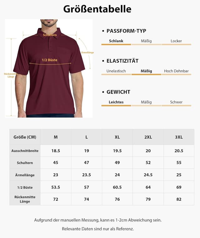 Detalle de SwissWell 2 pezzi polo uomo manica corta traspirante per golf e tennis