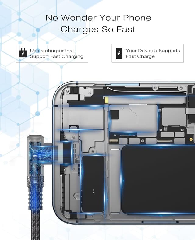 Detalle de SWECENT Cavo iPhone Lightning a 90° (2 pezzi da 2 m) certificato MFi per ricarica rapida e dati