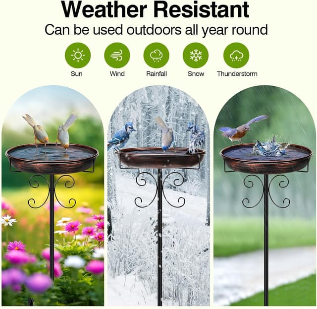 Thumbnail 5 de Yepper 35In Metal Bird Bath 12in Bowl