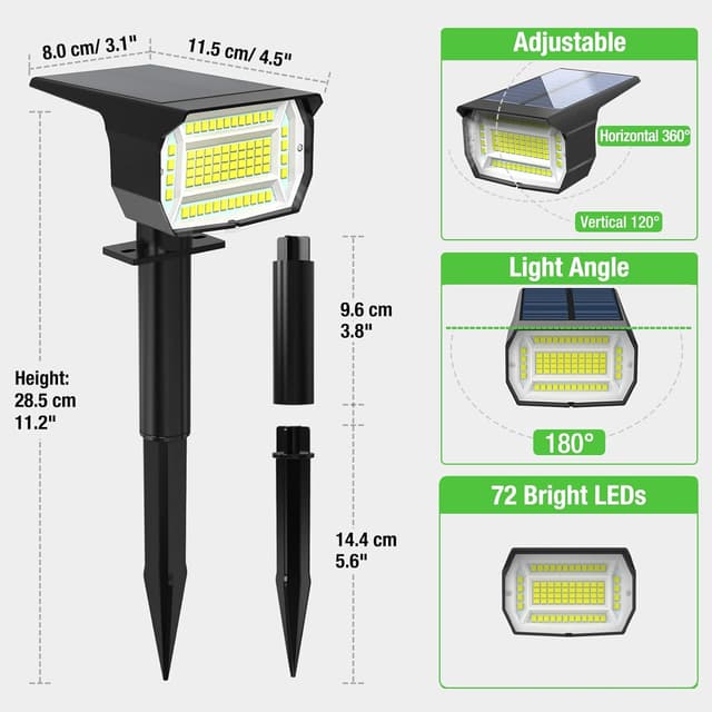 Detalle de LOTMOS solar spot lights 72 LED