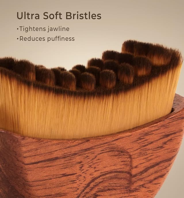 Detalle de Lymphatic Contour Face Brush — Wooden Face Brush for Lymphatic Drainage & Dry Brushing Massage