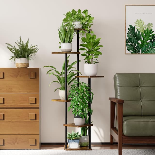 Detalle de Bamworld 6-Tier Tall Metal Plant Stand for Corner