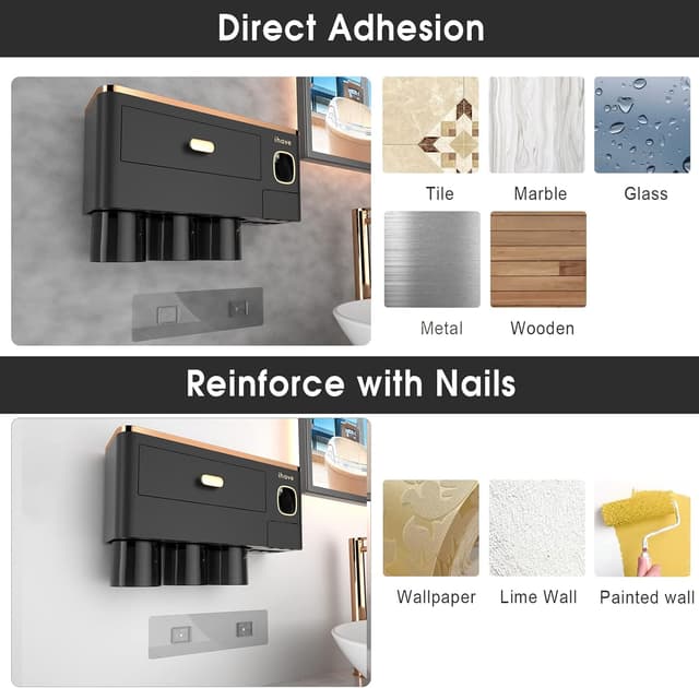 Thumbnail 3 de iHave Toothbrush Holder Wall Mounted with Dispenser