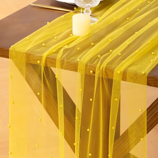 Thumbnail 6 de Socomi Pearl Tulle Table Runner in Pink Spring/Easter Gauze (10 ft) for Weddings & Parties