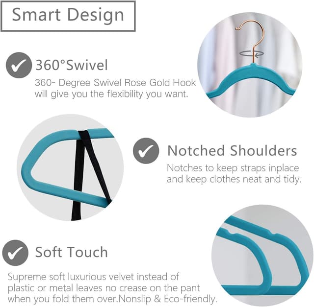 Thumbnail 1 de MIZGI Premium Velvet Hangers 50-pack — non-slip